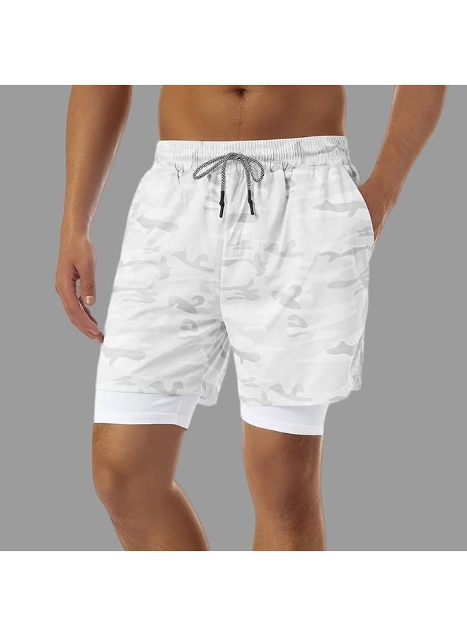 ناكسوس شورتات رياضية للرجال، شورتات رياضية للجري للرجال، شورتات رياضية برباط للرجال، شورتات رياضية فضفاضة بطبقتين وأربعة جيوب - Image 4